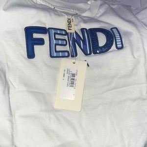 Girls brand new blue and white Fendi tshirt kids 4y